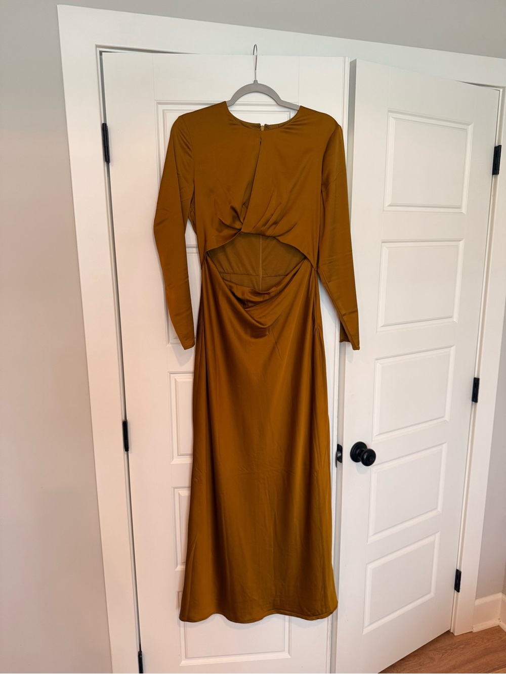 Express Long Sleeve Cutout Maxi Dress in Chartreuse